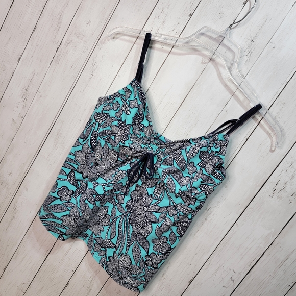 Lands' End Women's Floral Tankini Swimsuit Bathing Suit Underwire Top Size 12. - Picture 2 of 6